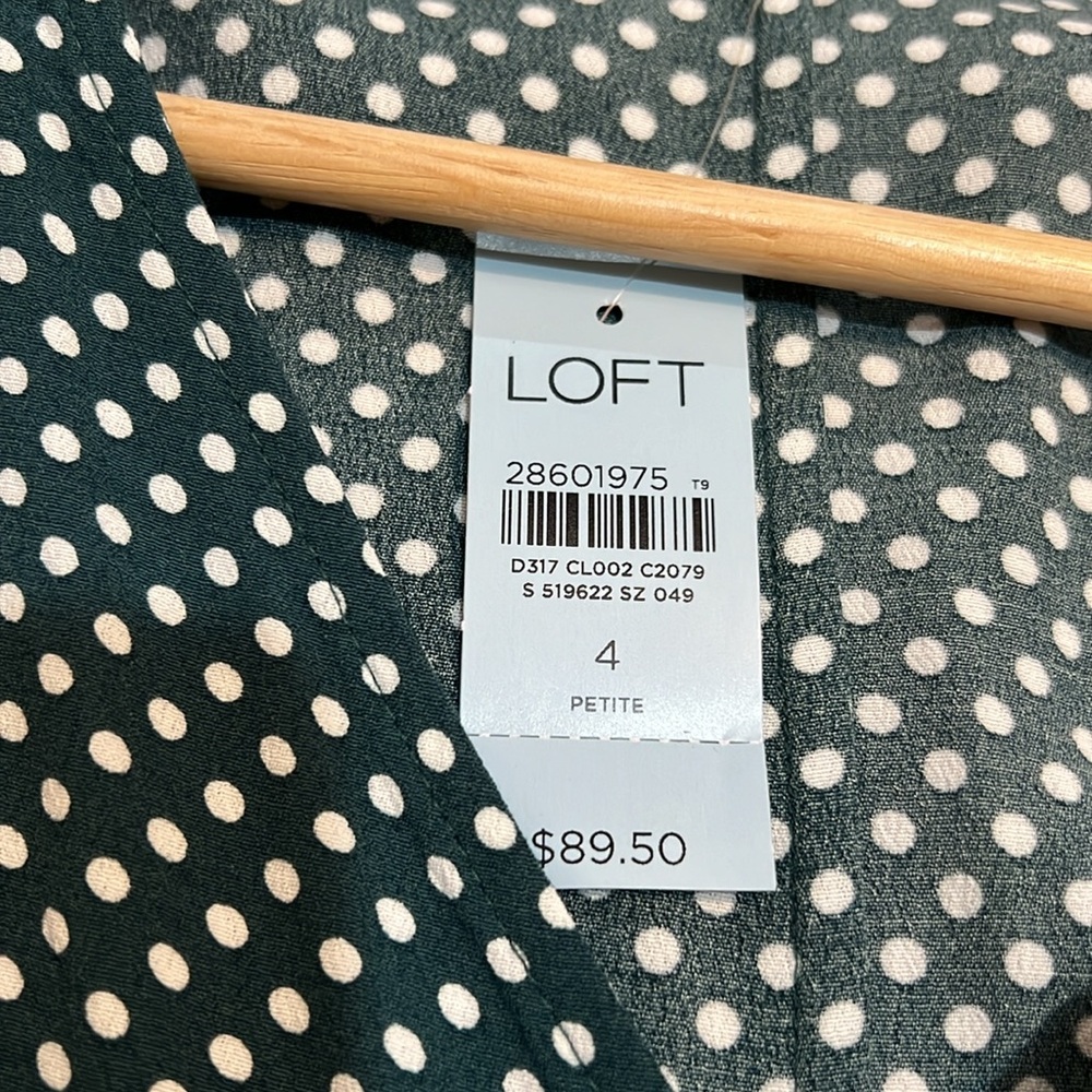 LOFT long sleeves polka dots green wrap dress - Picture 12 of 12